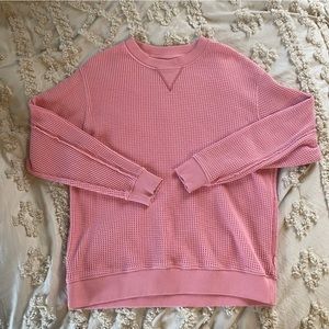 pink aerie waffle knit crewneck